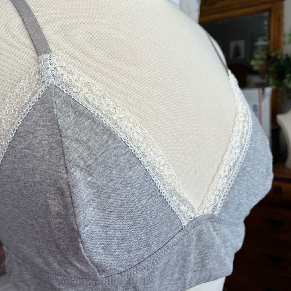 Gray Lace Trim Bralette